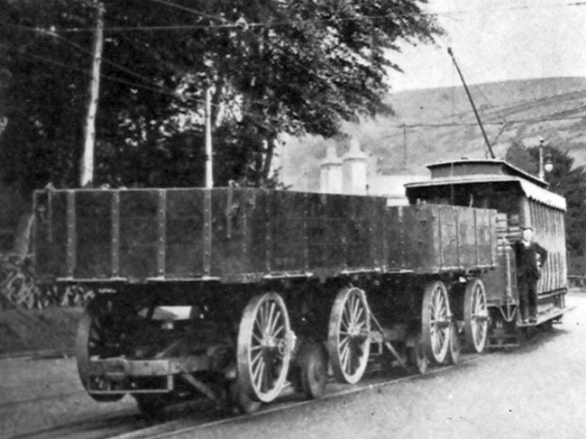 Two of the Bonner Wagons at Laxey with a 14-18 series Car. © Website Collection